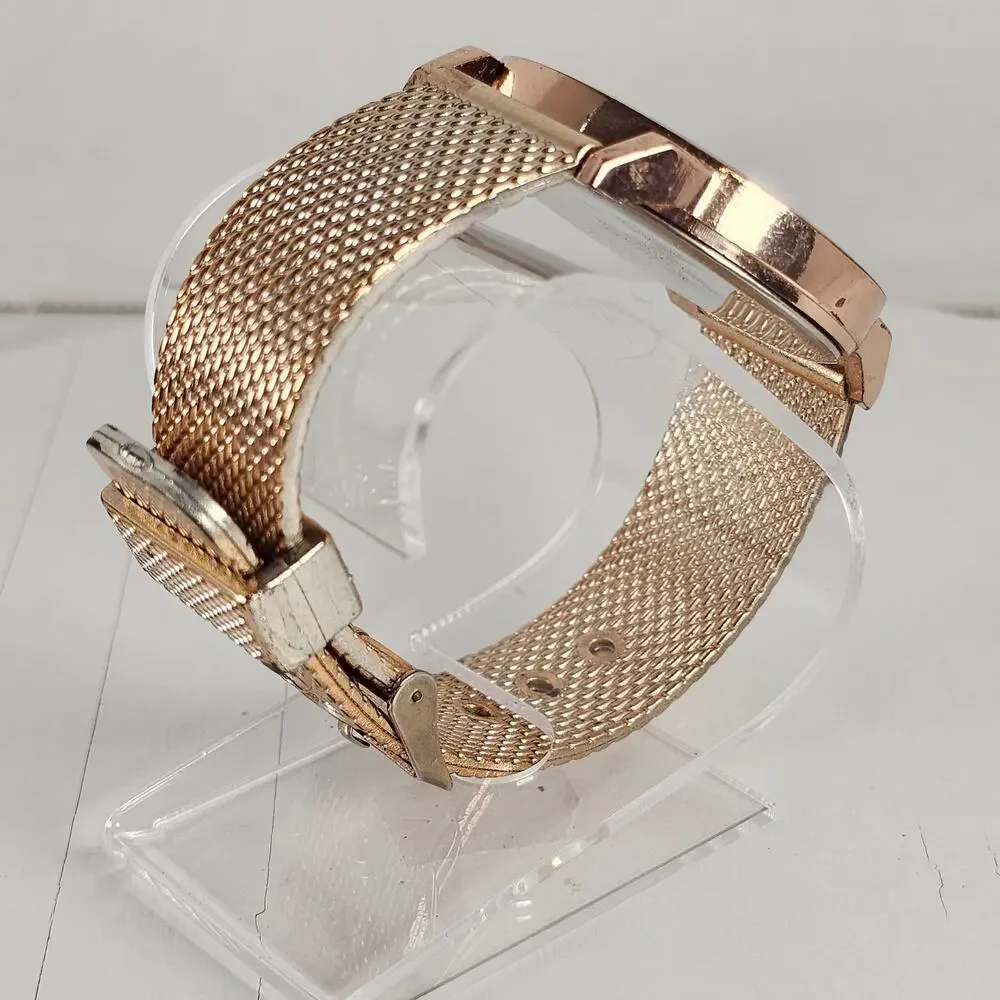 Fei Fei Da Quartz Watch Rose Gold Tone 39.9mm Case Mesh Band Tested New Battery
